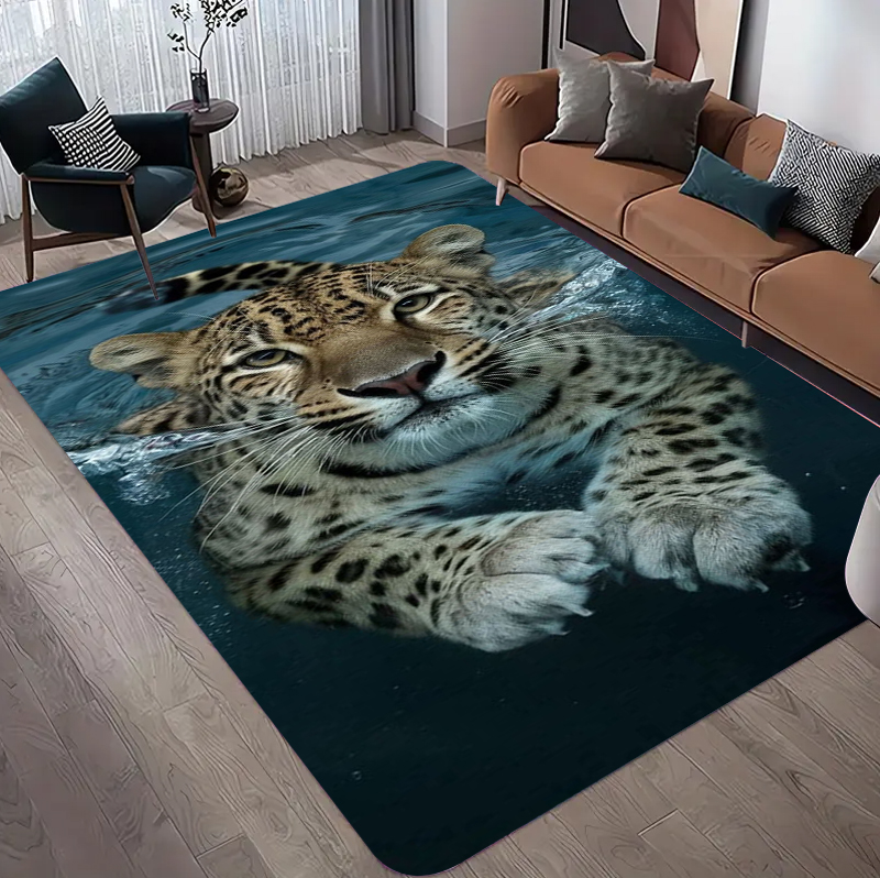 Commercial Printing Machine - 레오파드 패턴 러그 현실적인 동물 Panthera