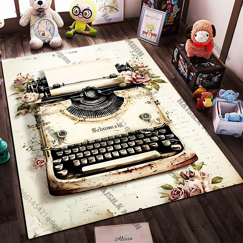 21가지 사이즈의 빈티지 타자기와 꽃무늬가 인쇄된 러그 - Commercial Printing And Design 리뷰 및 가격